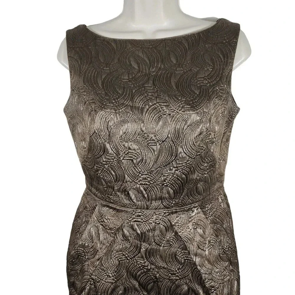 Banana Republic Brocade Bronze Metallic Sheath Cocktail Party Dress Women Size 4 - Picture 2 of 8